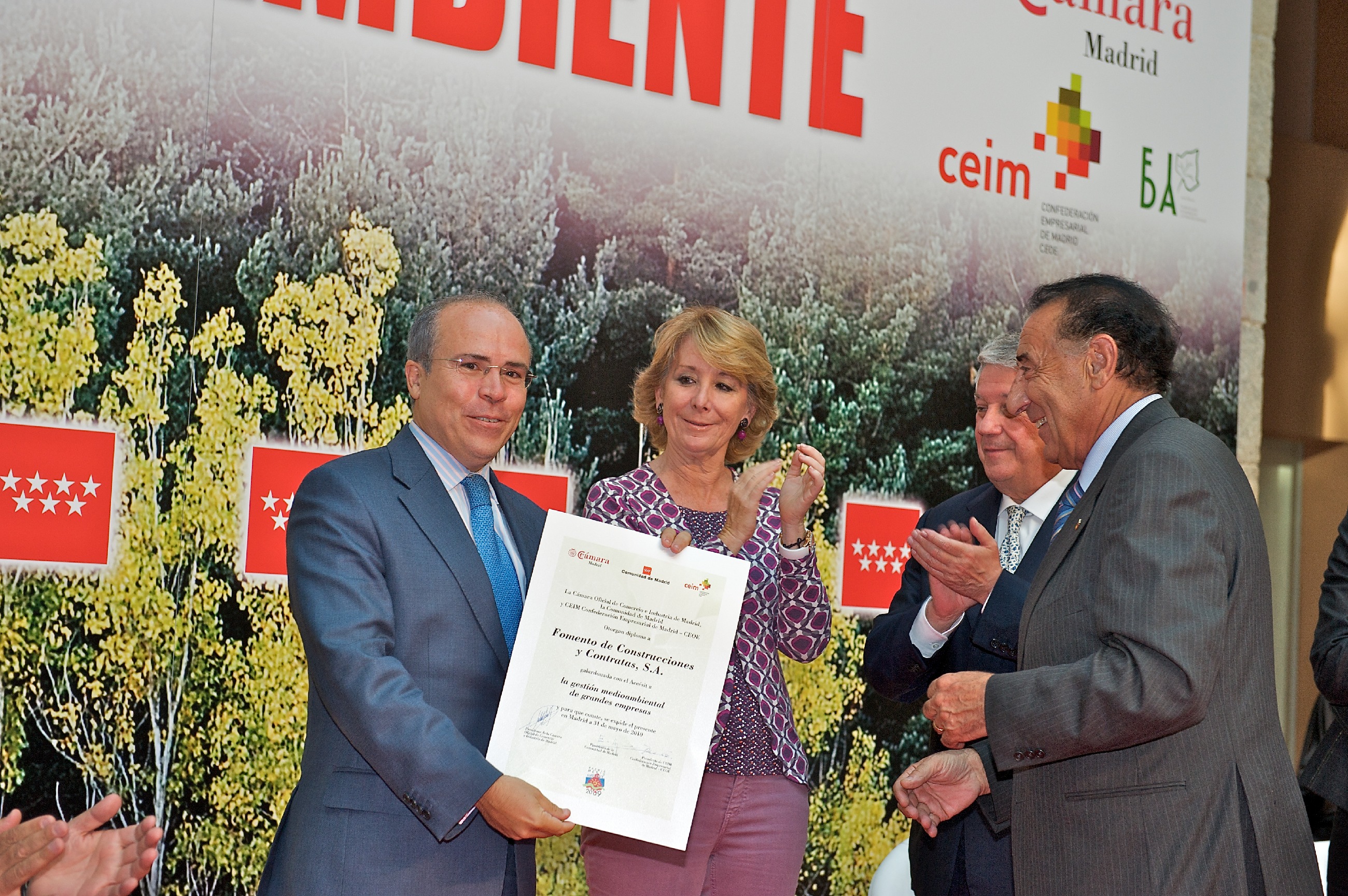 El Grupo FCC galardonado por la Cámara de Comercio de Madrid por su política medioambiental