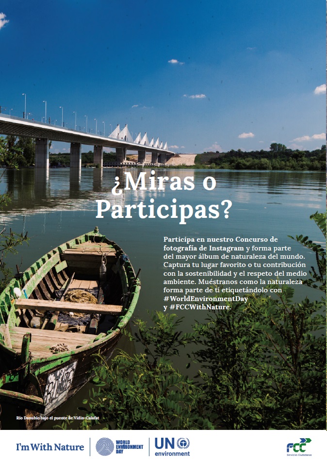 Cartel Río Danubio bajo el puente de Vidin - Calafat