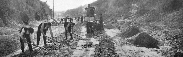 Construcción de macadam asfáltico. Carretera de Barcelona a Ribas