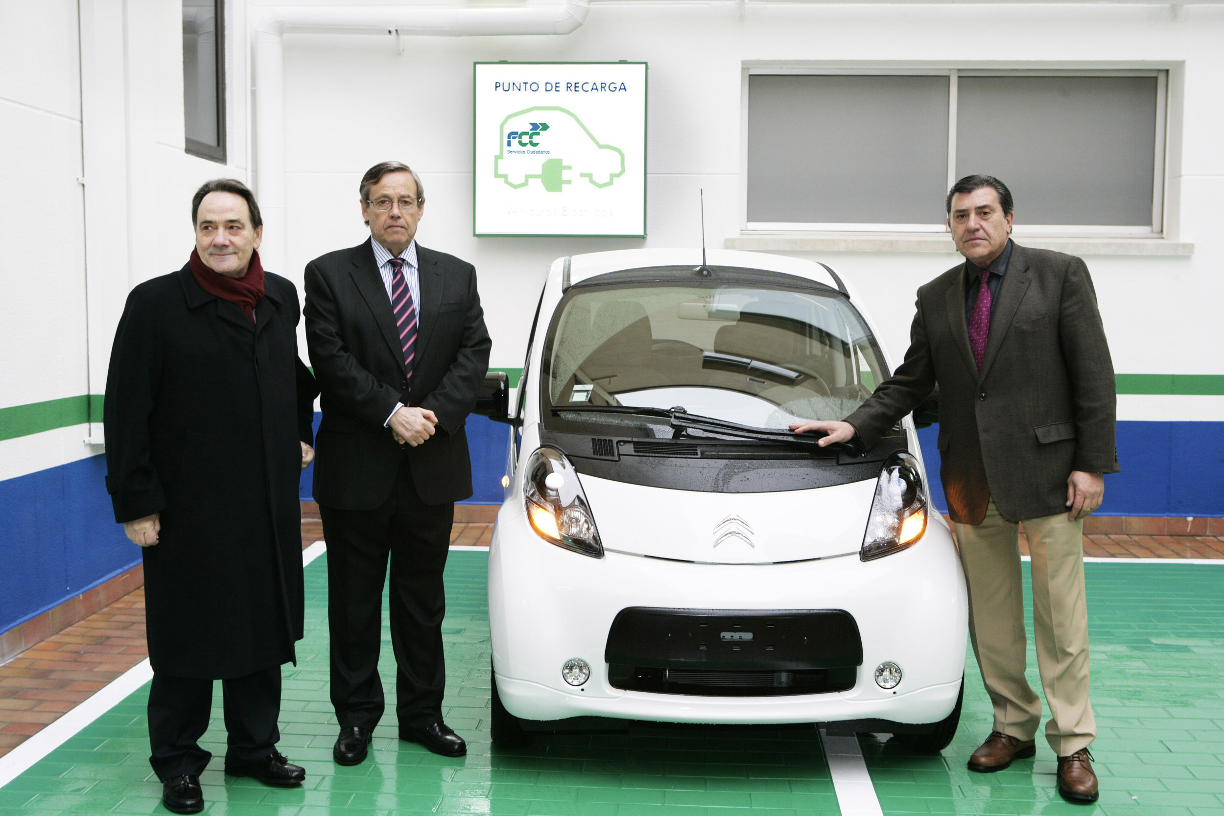 Parking spaces with electric car charging points.