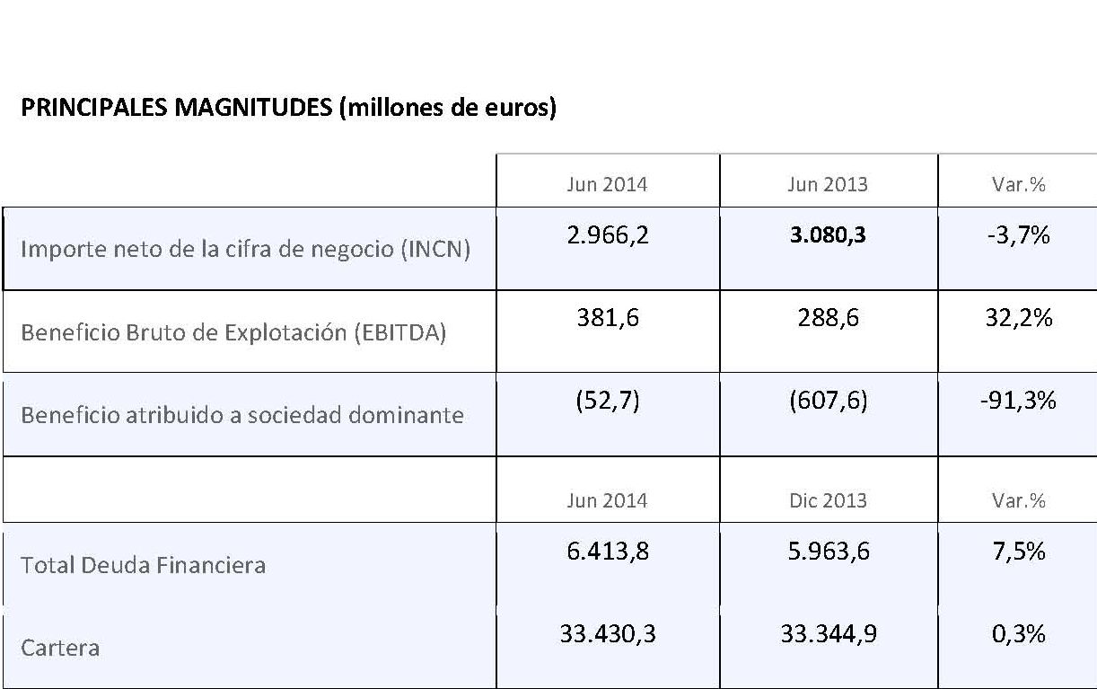 PRINCIPALES MAGNITUDES PRIMER SEMESTRE 2014